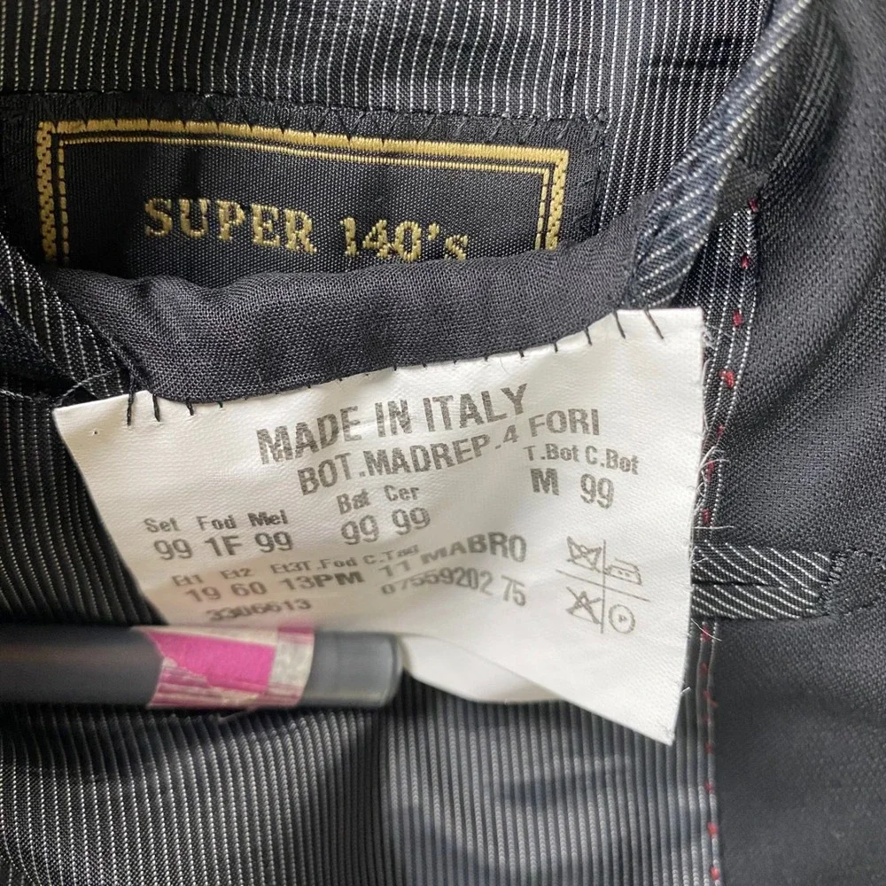 Mabro Handmade Blazer Mens IT 54 Black Guabello Super 140s Wool Italy Sport Coat